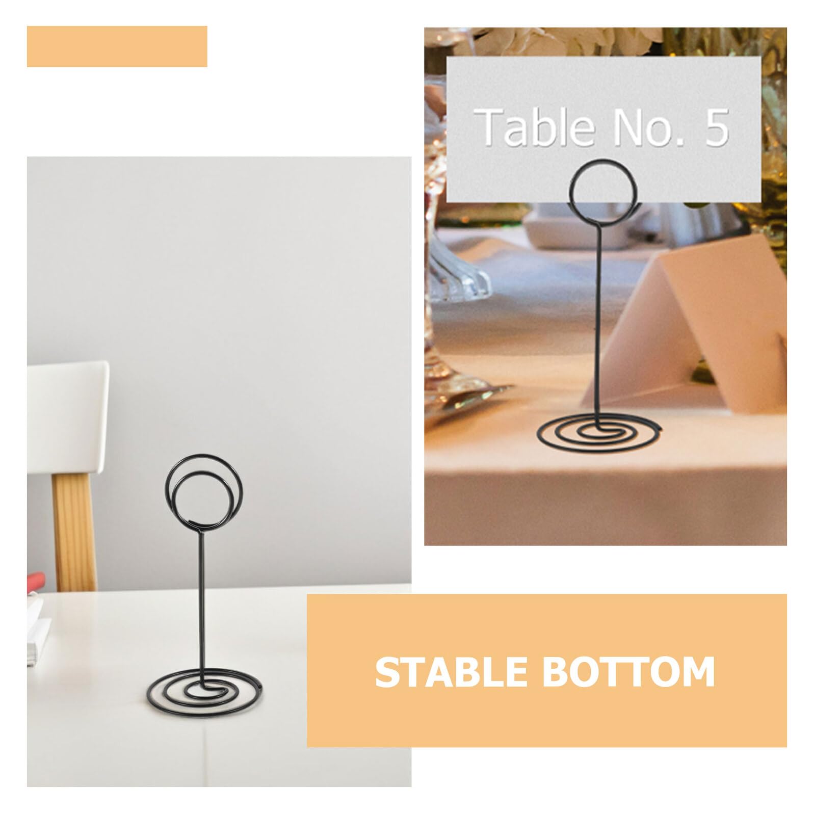 VALICLUD Porte-cartes de Table en Fer Noir, Lot de 4, Support Spiralé