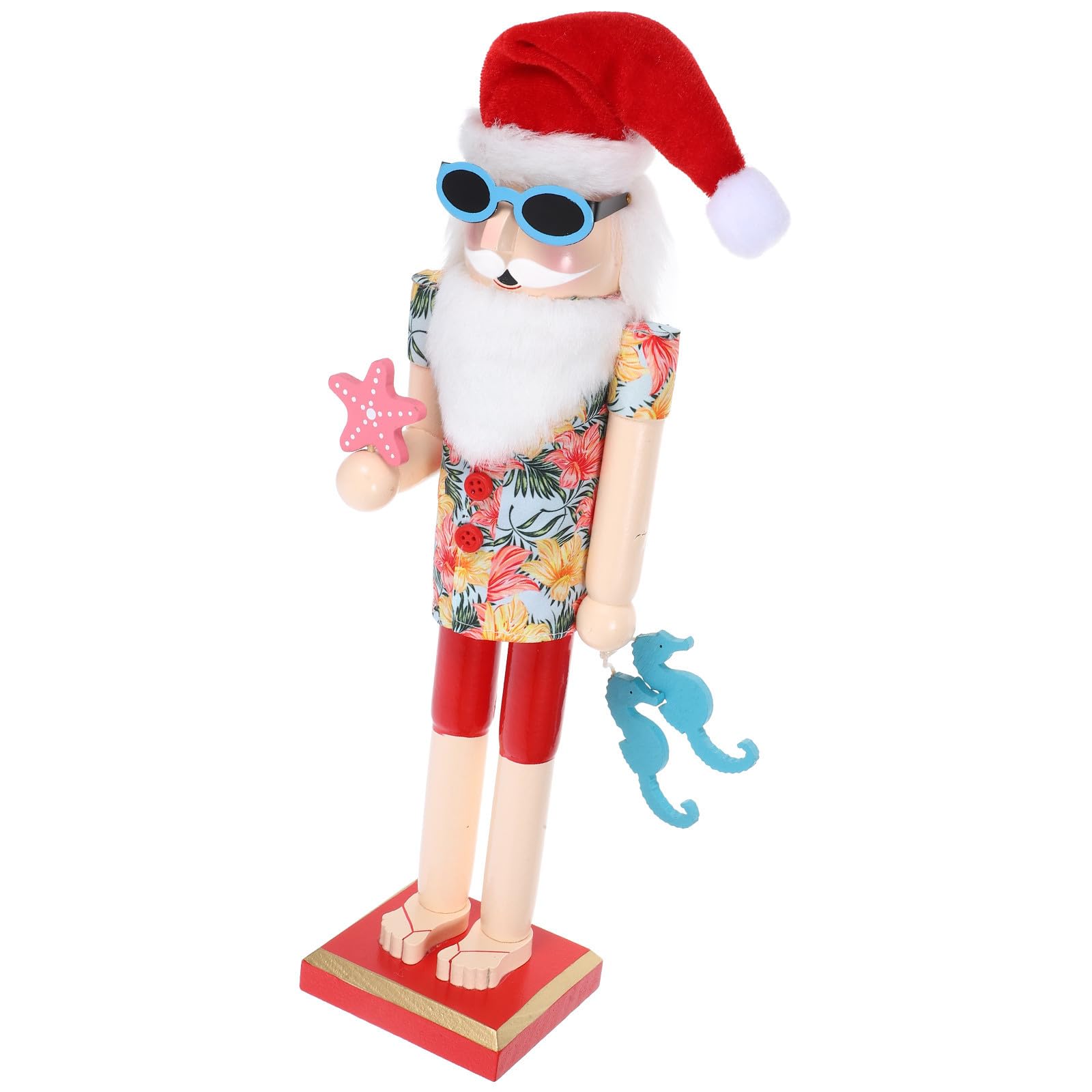 Casse-Noisette Père Noël d'été en bois figurine adorable pour émerveiller la maison