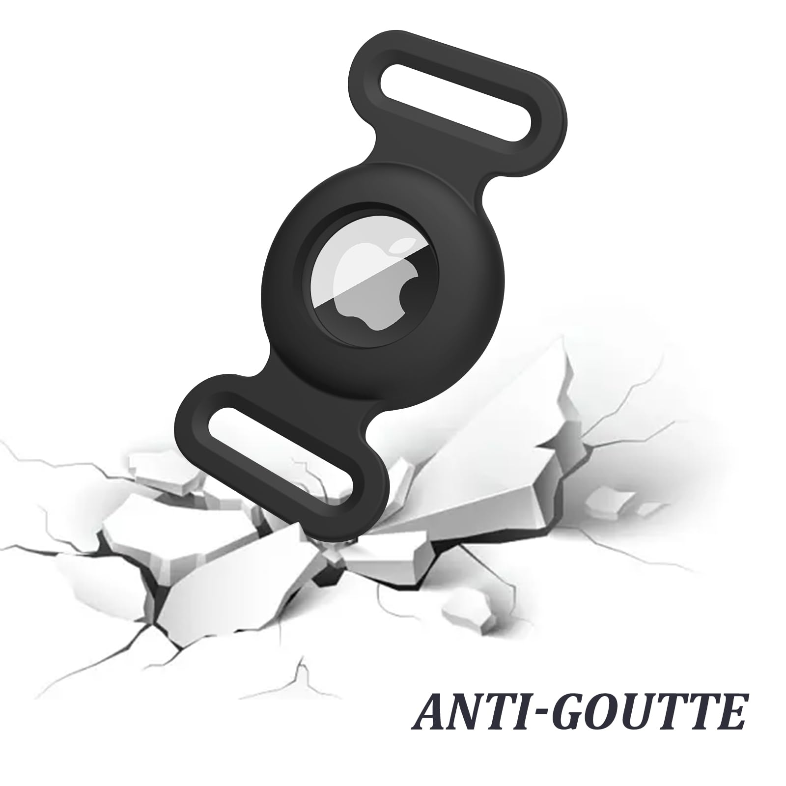 Vancle Airtag Étuis Collier pour Chien et Chat, Coque en Silicone Étanche pour Apple AirTag GPS Finder, 1pc Housse de AirTag Protection pour Pet Colliers de Compagnie Anti-Perte Porte-clés AirTag