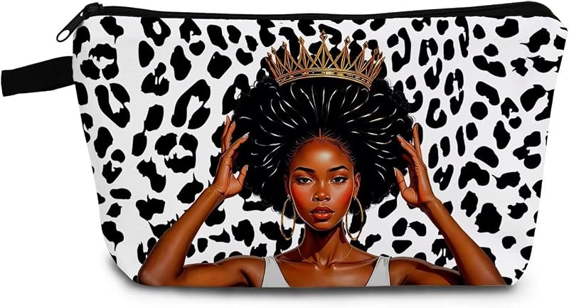 Necessaire de maquiagem YULUENZE com estampa de mulher afro-americana, hzj0862