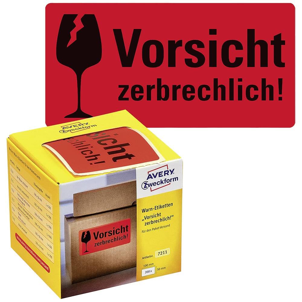 Avery-Zweckform 7211 Warning labels 100x50mm Neon red Paper Perman...