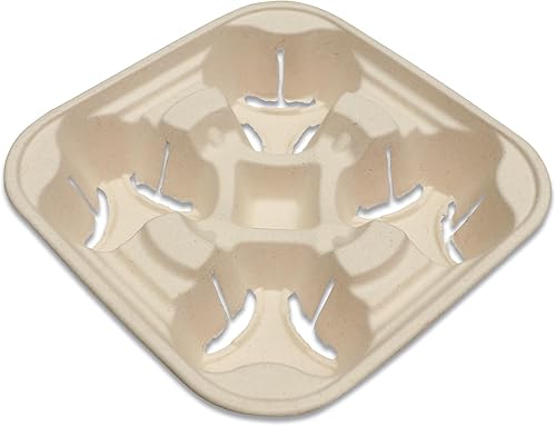 World Centric Portadores de vasos de fibra, tazas de 8 oz a 22 onzas, cuatro tazas, natural, 600/cartón