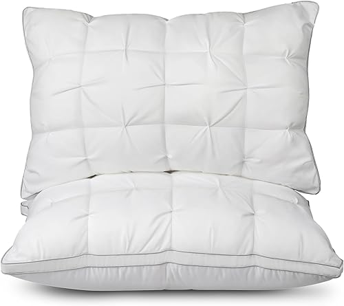 KJJDOO Juego de 2 almohadas de cama para dormir, tamaño Queen, juego de 2 almohadas refrescantes para dormir de lado y boca abajo, relleno