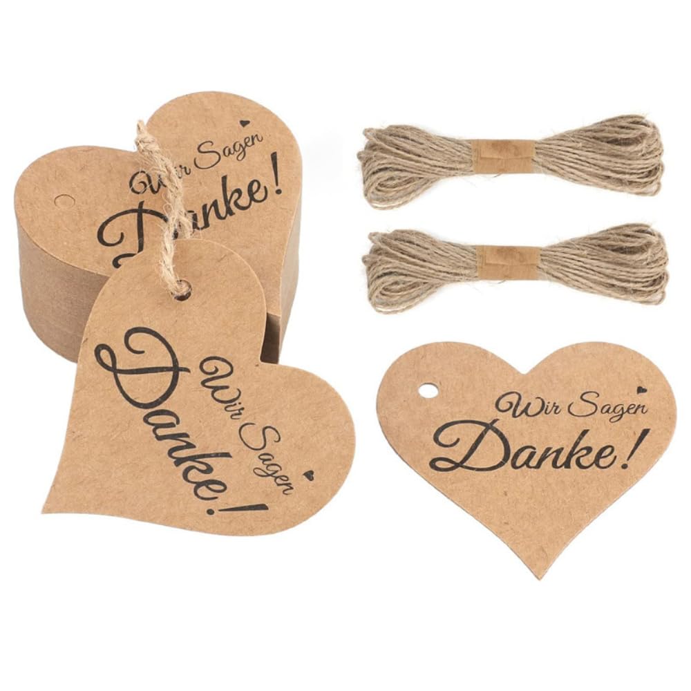 Lot 100 Étiquettes Cadeau Kraft Bleu + Ficelle Jute 30m - Mariage, Noël, Saint-Valentin, Anniversaire, DIY