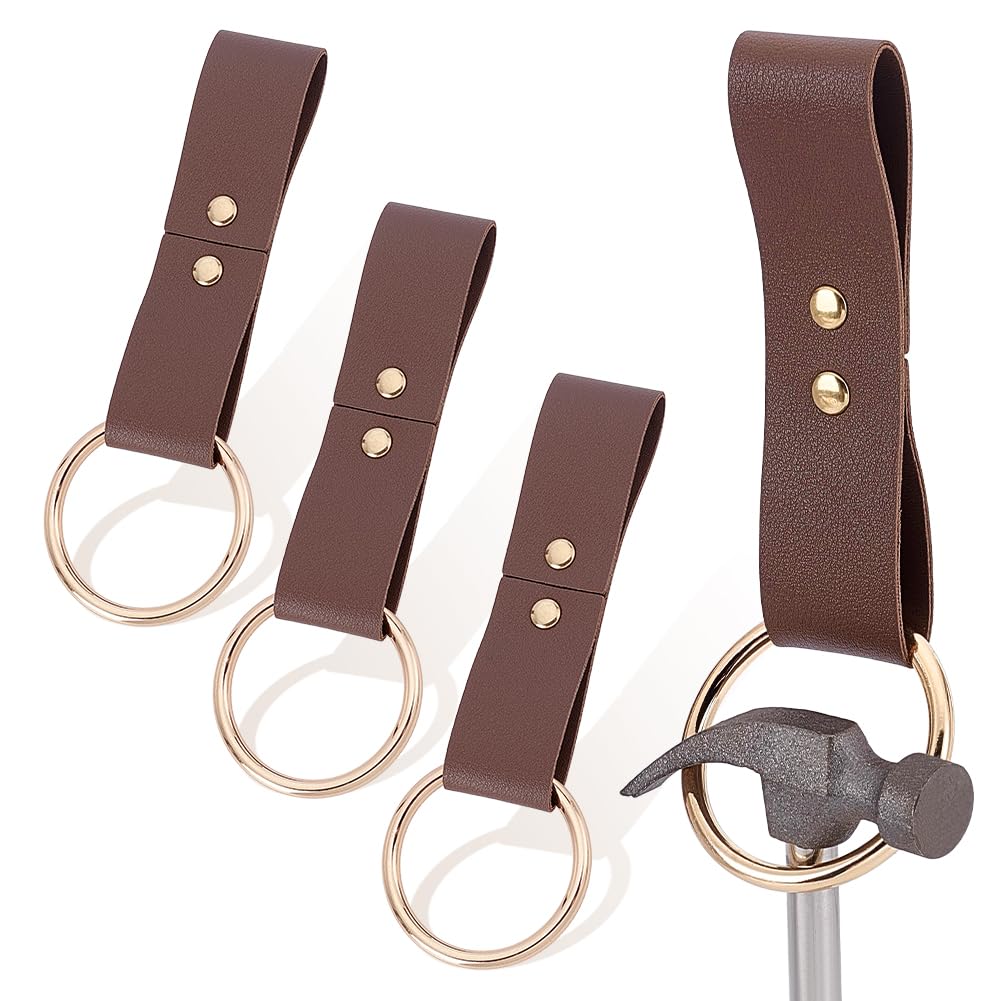 CRAFTYMELODY 4Pcs Hammer Holder for Belt PU Leather Spud Wrench Holder Hammer Holster with Metal Loop Tool Accessories for Woodworking Handicrafts Carpenters Electricians