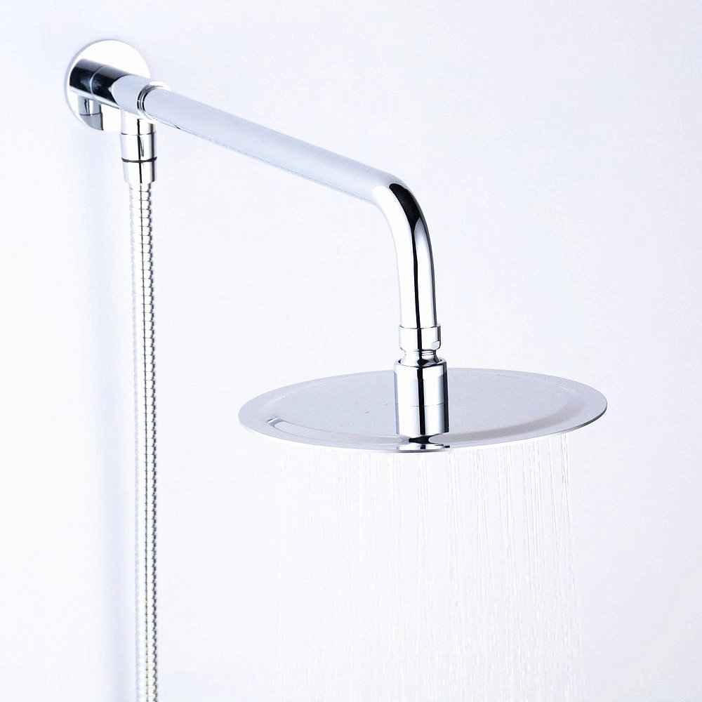 Alcachofa de ducha redonda de acero inoxidable de 20,3 cm con soporte en la pared de IceMoon, brazo de ducha, manguera doble de acero inoxidable de 1,75 m, cinta de teflón incluida, acabado cromado