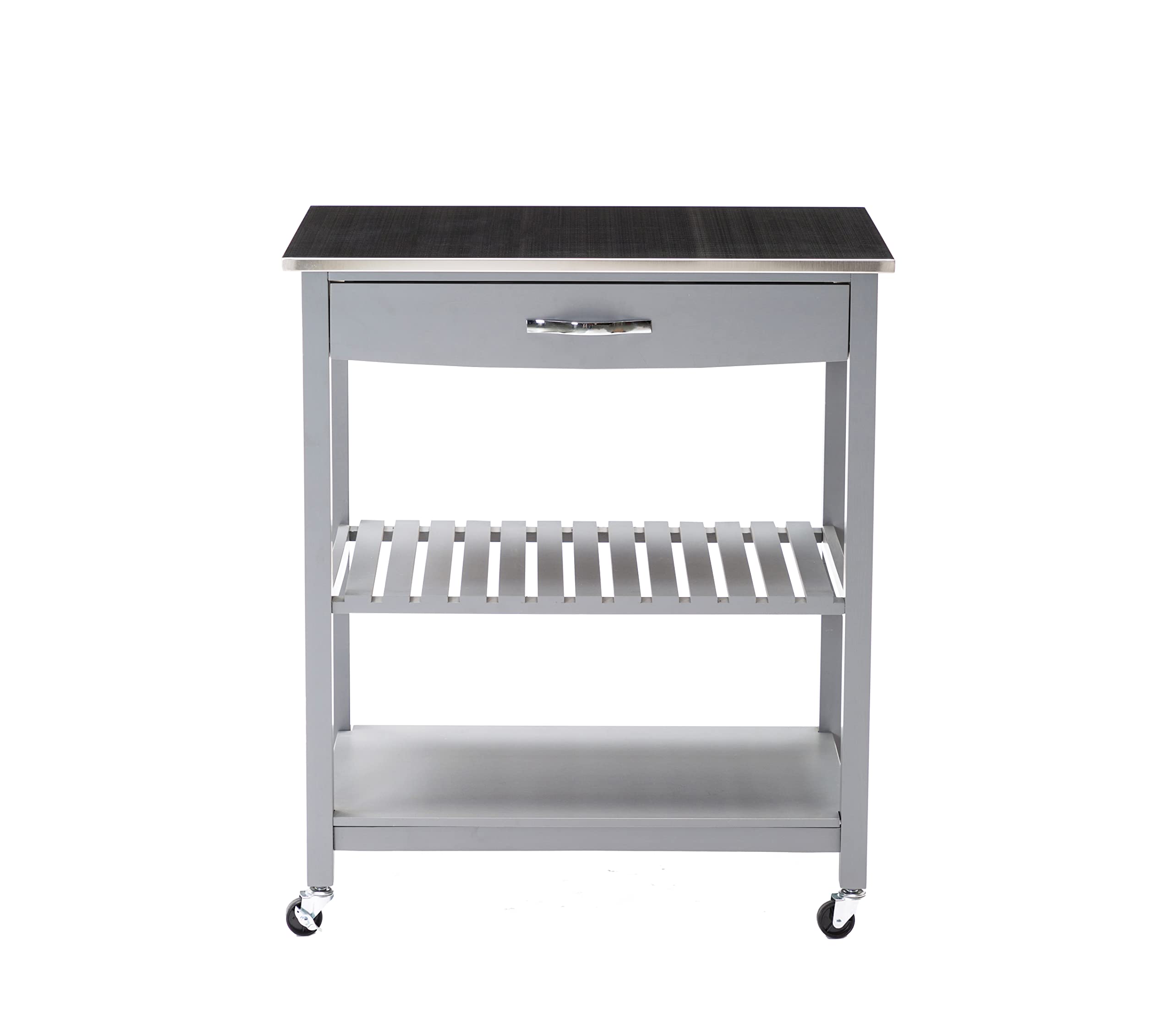 Boraam Carrello da cucina Holland con piano in acciaio inox, grigio
