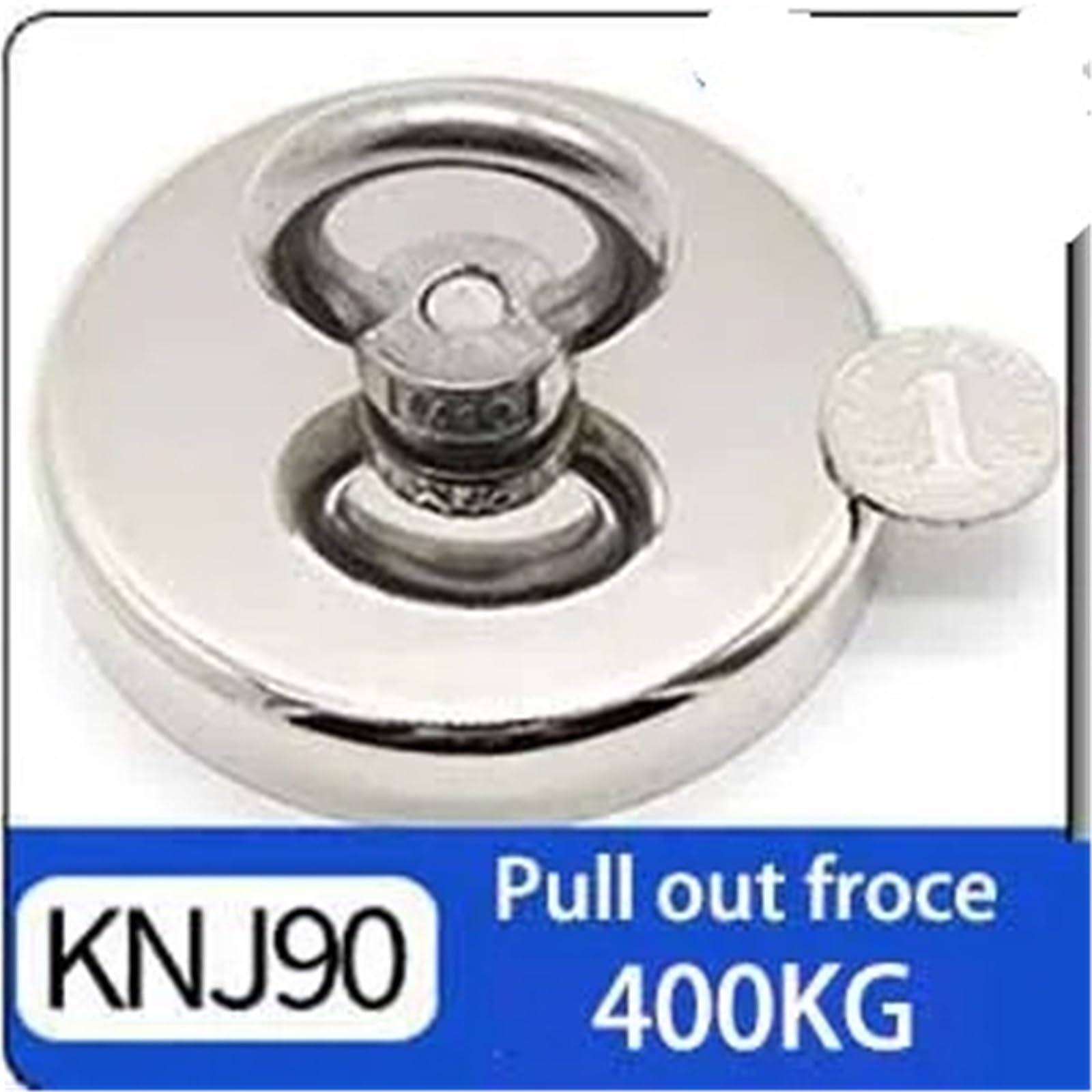 Imán de búsqueda de neodimio de 20 a 90 mm, Potente imán de Pesca, imanes de Tierras Raras de Alta Resistencia, con Orificio avellanado y Perno de Ojo for Salvamento.(D90 Pull 400kg)