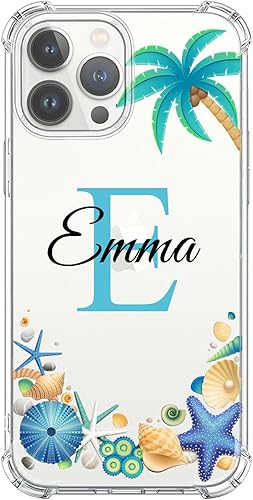 Nombre personalizado e inicial  Concha de playa  Funda transparente para iPhone 15 14 Pro Max 13 12 11 Xs Max Xr SE3 8 7 6 Plus 11 Pro Mini, con disponible en Yaxa Peru