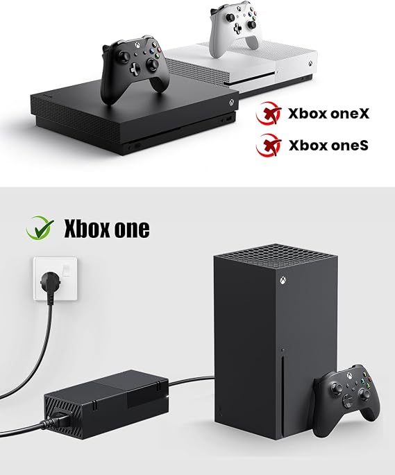 Power Supply for Xbox One Console Adapter Charger with EU Charging Cable Onsole Replacement Kit Power Supplies Brick De Charging Cable