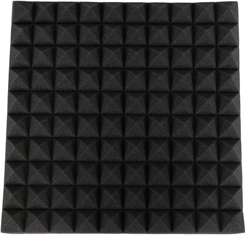 Fdit Forma pirámide insonorización insonorizada espuma de algodón 19.7 * 19.7 * 2.0 in 6 piezas (negro)