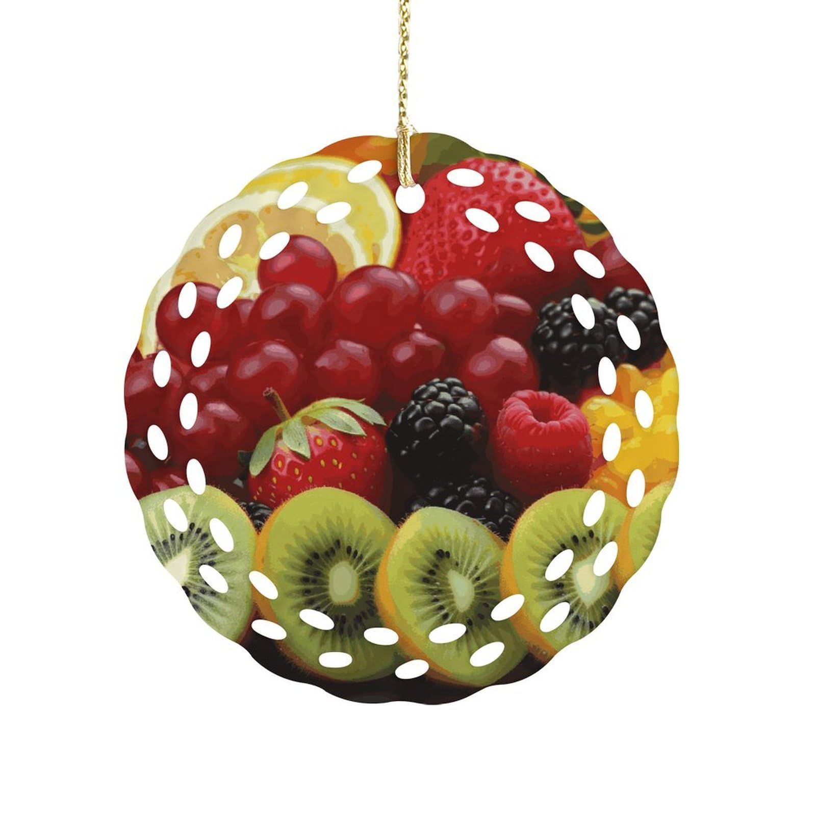 Fekiloot Women's Style Fresh Fruit Ceramic Ornaments 3 Inch Round,Holiday Keepsake For ,Girls,Pet Owners,Hanging Ornament Gifts Idea For Home