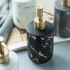 Gold Soap Dispenser, Dish Soap Dispenser for Kitchen Liquid Soap Pump Dispenser for Shower, Ceramics Refillable Hand Soap Lotion Dispenser, Shampoo Lotions Bottle for Bathroom, 10.5 OZ (Black).