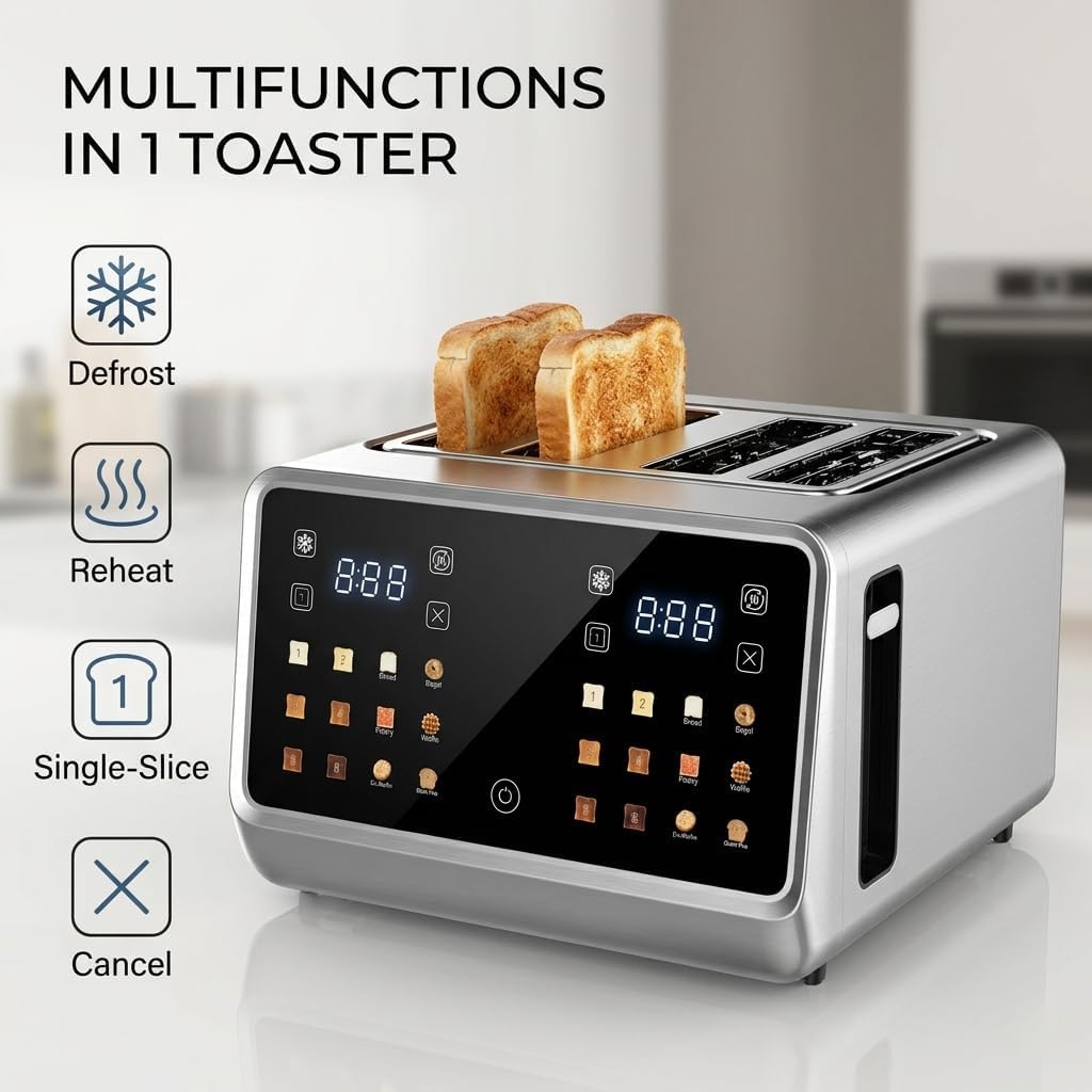 Toster 4 Slice, Digital Smart Toster z ekranem dotykowym.