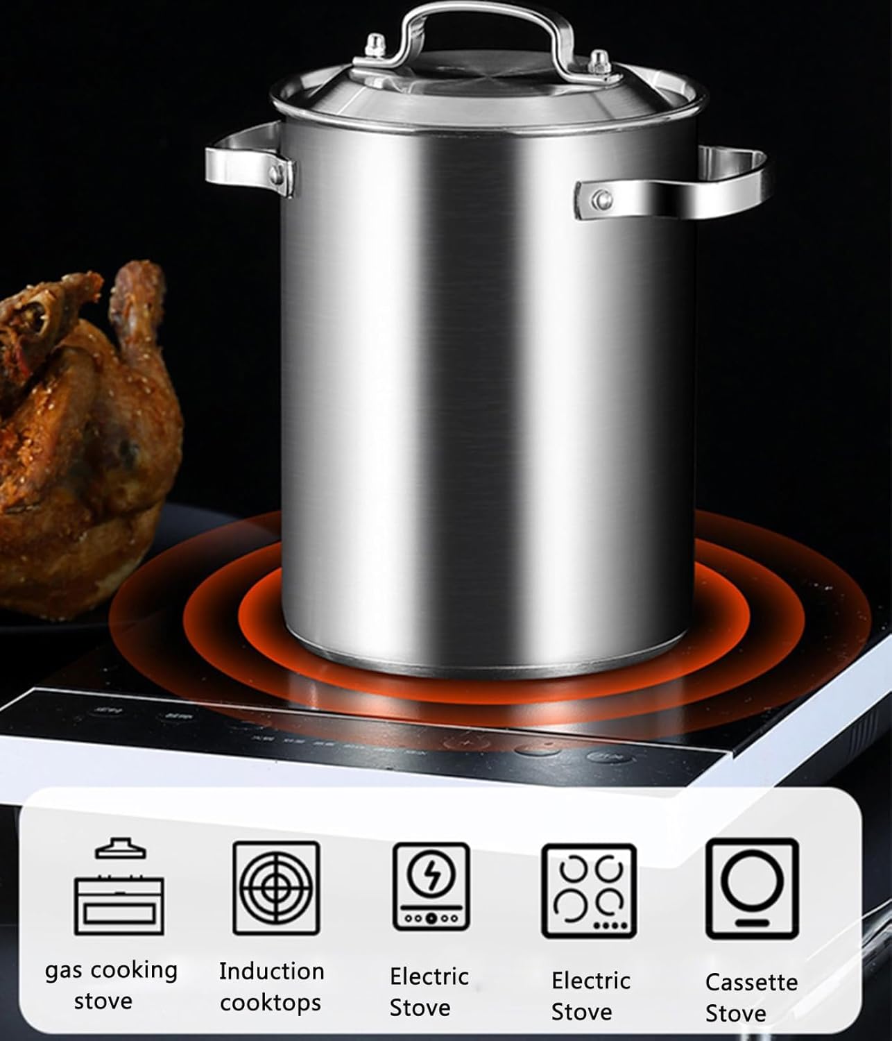 Stainless Steel Asparagus Pot Deep Fryer/Frying Pot with Strainer Basket and Lid - 4L Vegetable Asparagus Cooker for Pasta, Spaghetti, Boiled Eggs, Shrimp