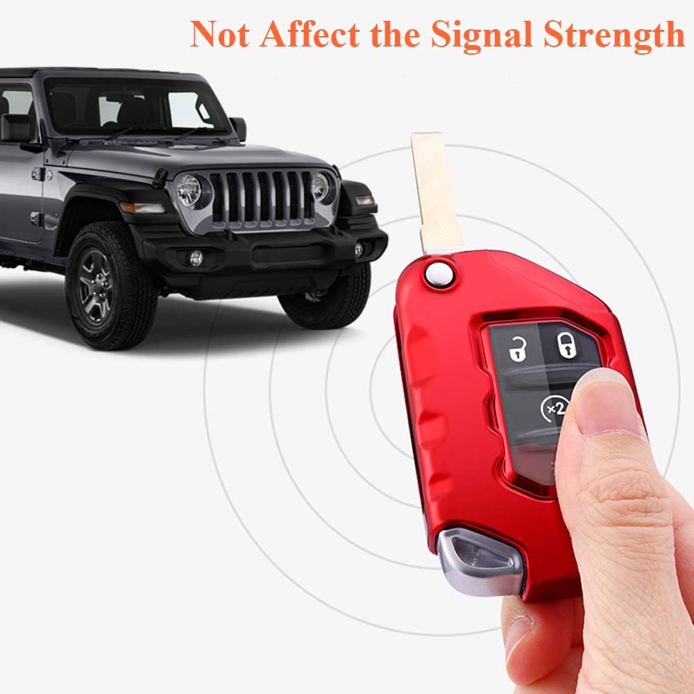 SANRILY 1Pcs Flip Key Fob Case Cover for Jeep Wrangler Gladiator 2020 Keyless Remote Key Shell Soft TPU Key Protector Holder with Keychain Purple Black