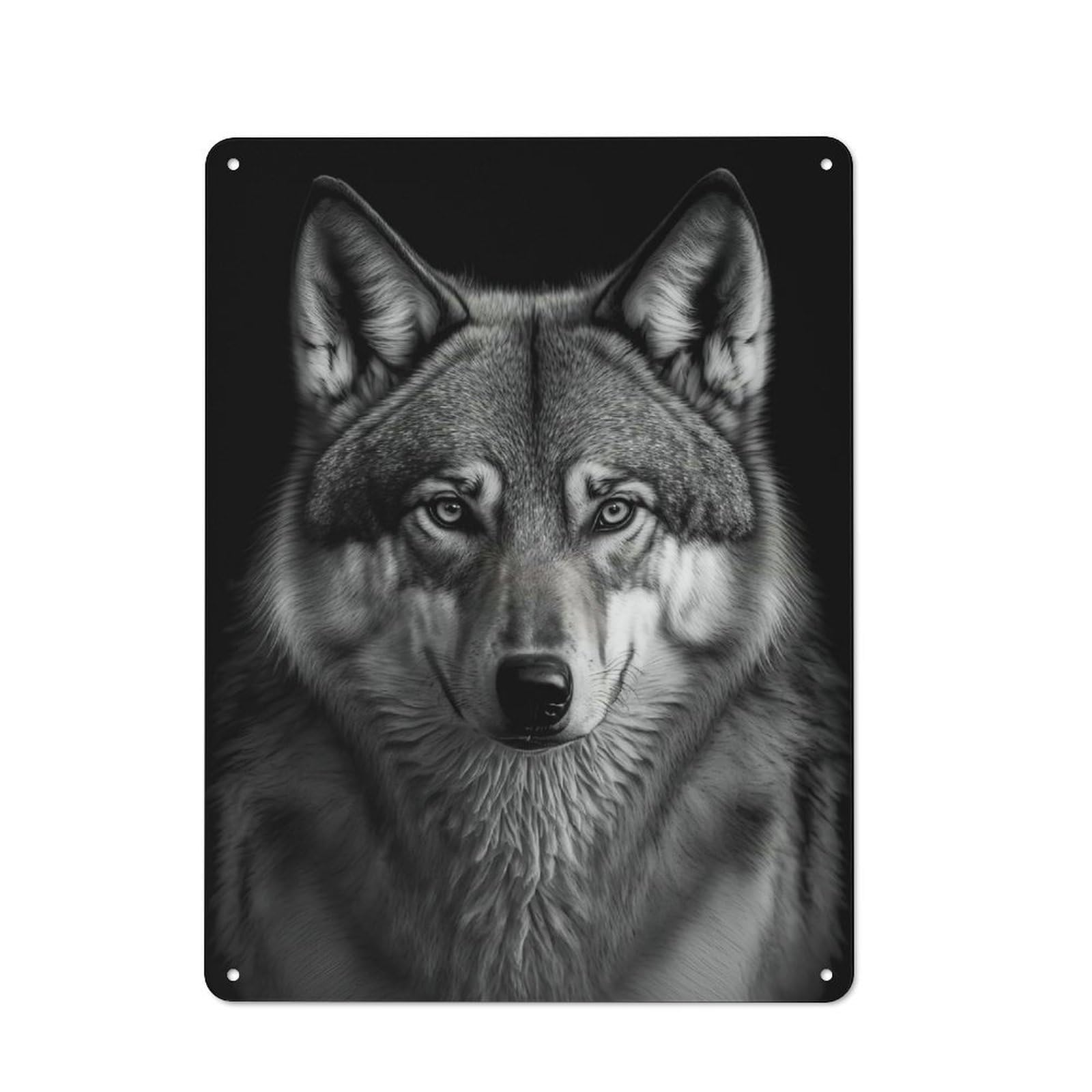 Portrait of A Wolf Tin Sign 40x30cm, Vintage Home Bar Decor for Cafe, Pub, Workshop Or Home Bar, for Relaxed Wall Styling