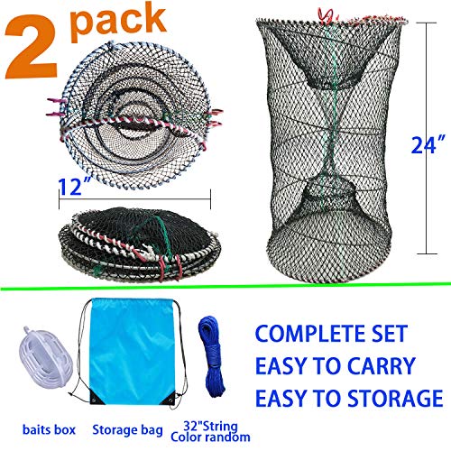 Ancbace Crab Trap Fishing Net Lobster Shrimp Cage Bait Traps Portable Folded Fishing Accessories 2 Pack #TOP1
