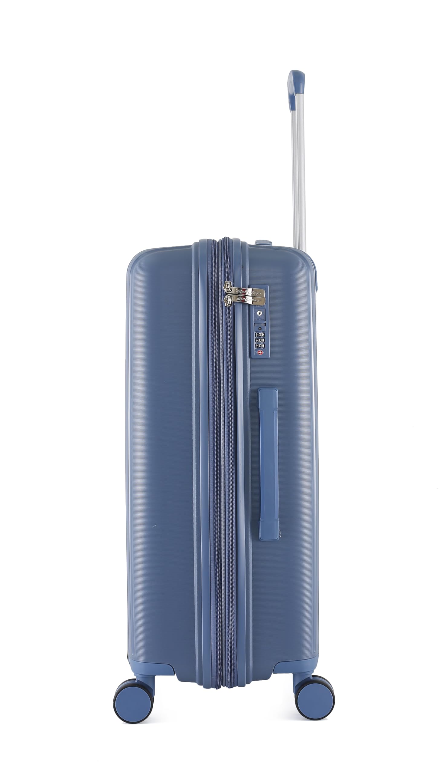 METZELDER Valise Rigide Victoria Coque Incassable 100% Polypropylène, Serrure TSA, avec Souflet Extension Garantie 2 Ans (Bleu (Denim), L (Large) - 113L- 76x52x33cm - 4.4kg)