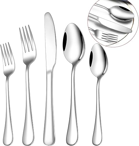 Miniatura 10 de 40-Pieces Heavy Duty Thick Flatware Set,SANLUNS 180 Stainless Matte Black Silverware Set for 8,Fine Dining Utensils Tableware Cutlery,Food-Grade