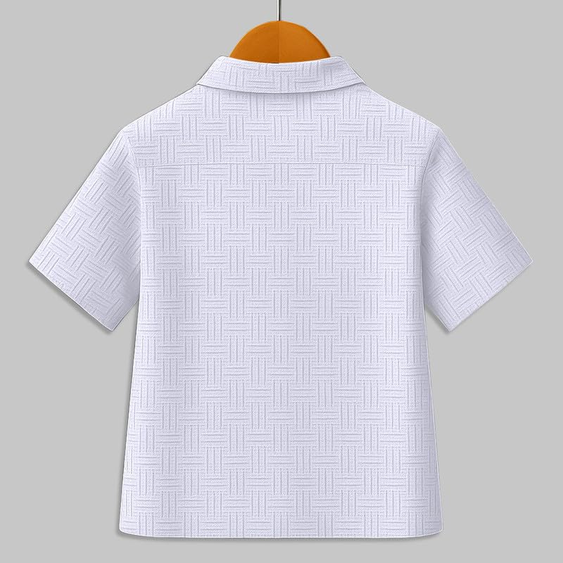 Image of Boys' Casual Cotton Blend Solid Collared Button Down Neck Half Sleeves Regular Fit Shirt