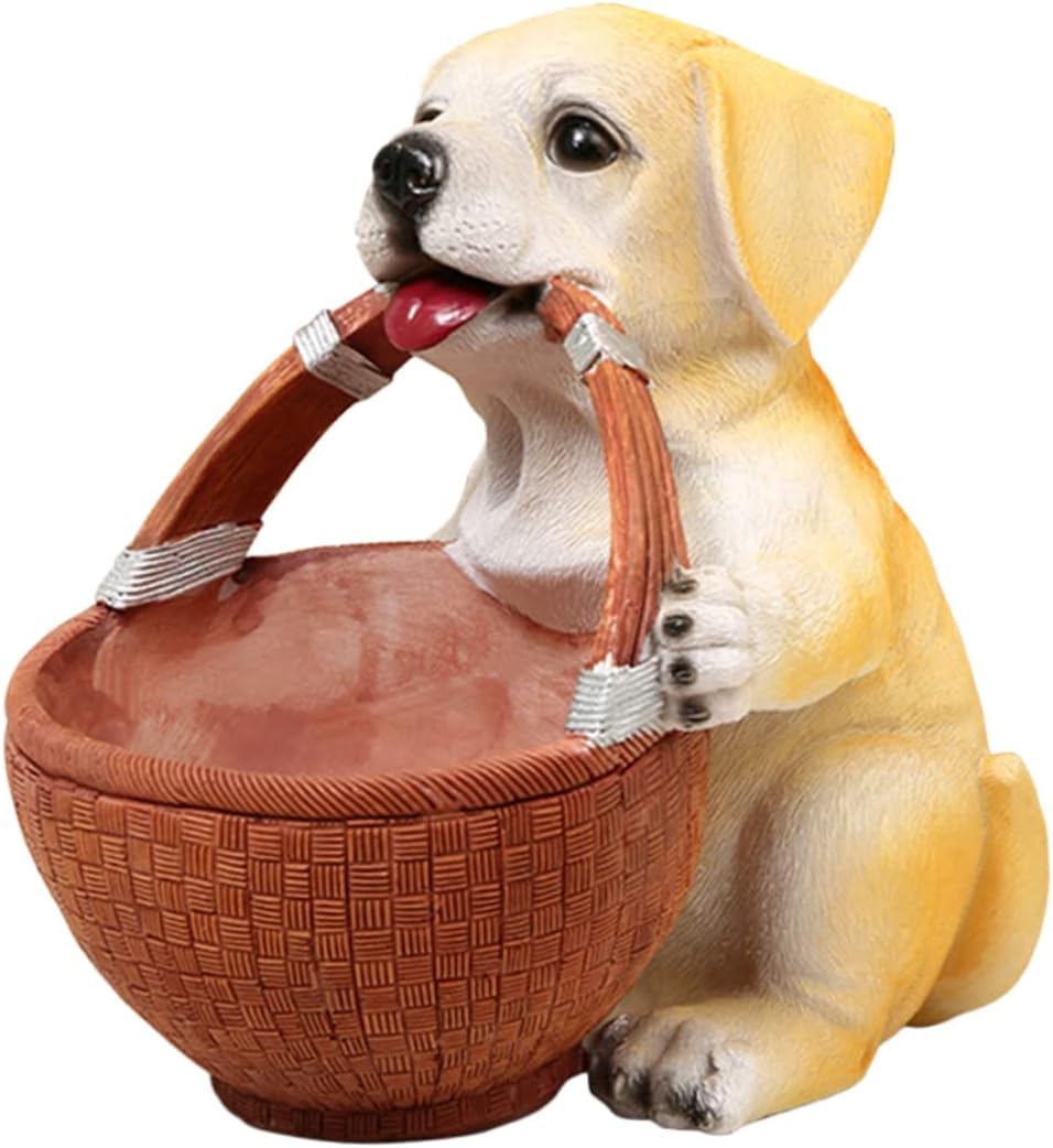 Labrador Dog Shaped Storage Basket Resin Key Holder Candy Storage Decorative Porch Organizer for Dog Lovers for Entryway and Home Decor