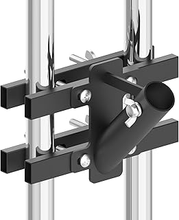 Heavy Duty No Drilling Flagpole Mount for Railing, Fence, Porch, Balcony - Metal Flagpole Holder for 1 Inch Flagpole (Black)