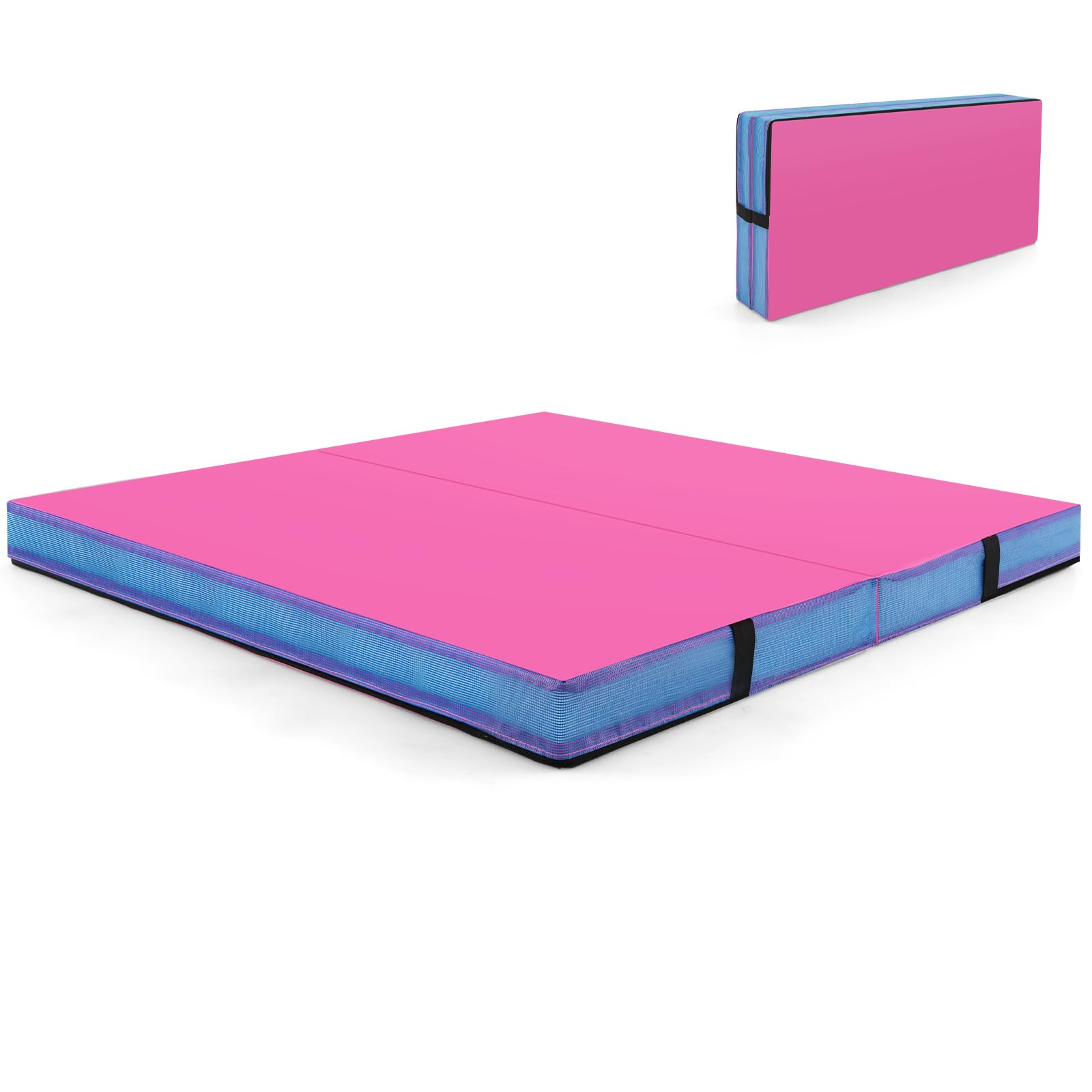 COSTWAY Colchoneta Gimnasia Plegable 122x12x0 cm Funda Cuero Artificial Asas Transporte Esterilla Ejercicios Yoga Pilates