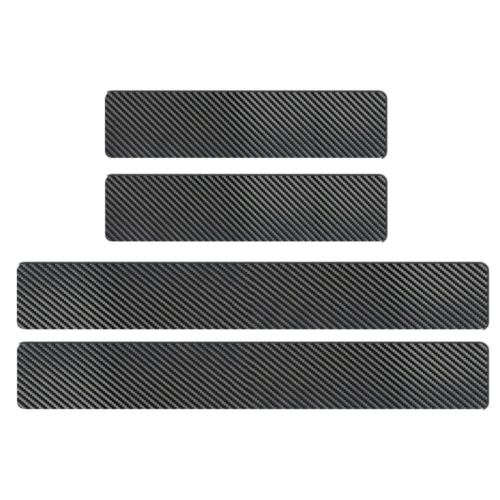 LEXLEY Carbon Fiber Style Leather Door Sill Protector Anti-Dirty Scuff Plate Cover Guard Sills Protector Trim,Welcome Pedal Protect 4PCS -RED