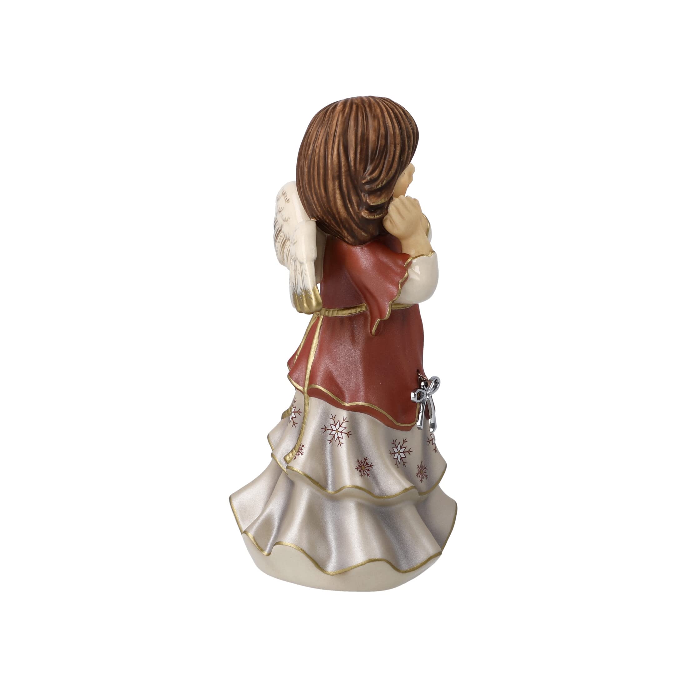 Goebel X-Mas Engels-Figur Friedliche Weihnachtszeit aus Porzellan mit Swarovski-Stein Mehrfarbig, Maße: 8cm x 8cm x 16cm, 41-624-02-1