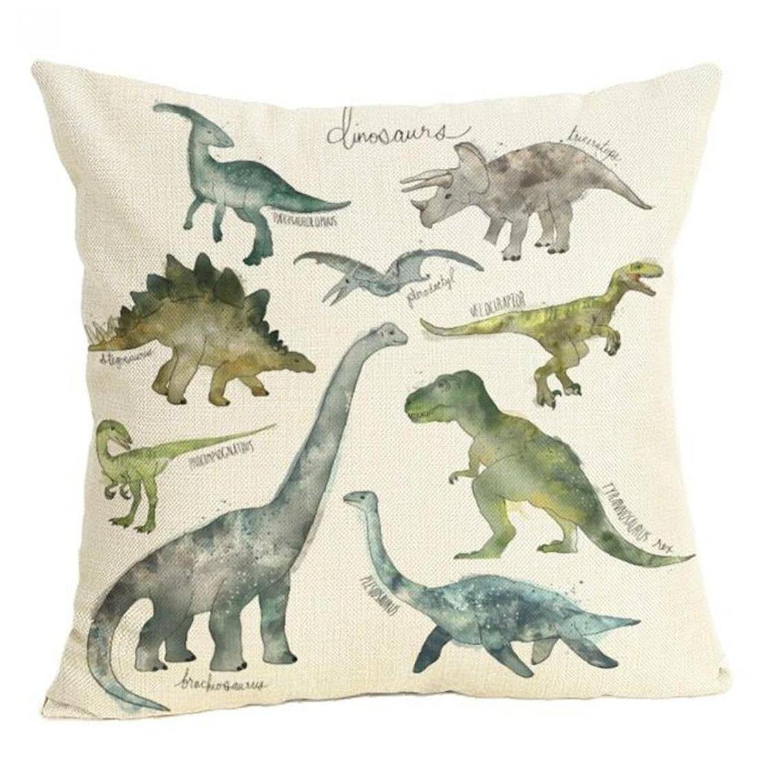 Froiny Cushion Cover 45x45cm Dinosaur Pillow Cases Home Decor Animals Tyrannosaurus Rex Printing Cotton Linen Pillowcases 45cm*45cm