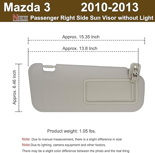 Miniatura 4 de NHILES Parasol del lado izquierdo del conductor y del lado derecho del pasajero compatible con Mazda 3 2010 2011 2012 2013 BBM2-69-270C-75