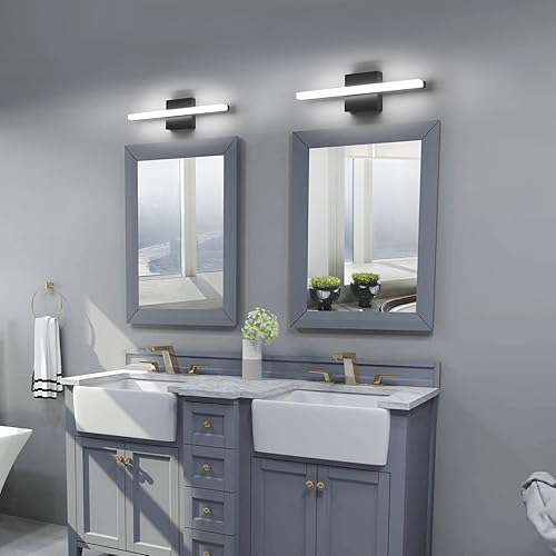 Miniatura 8 de Modernas luces LED de tocador para baño, 19.8 pulgadas, 12 W, color negro, luces de baño sobre espejo, accesorios de iluminación de tocador de baño