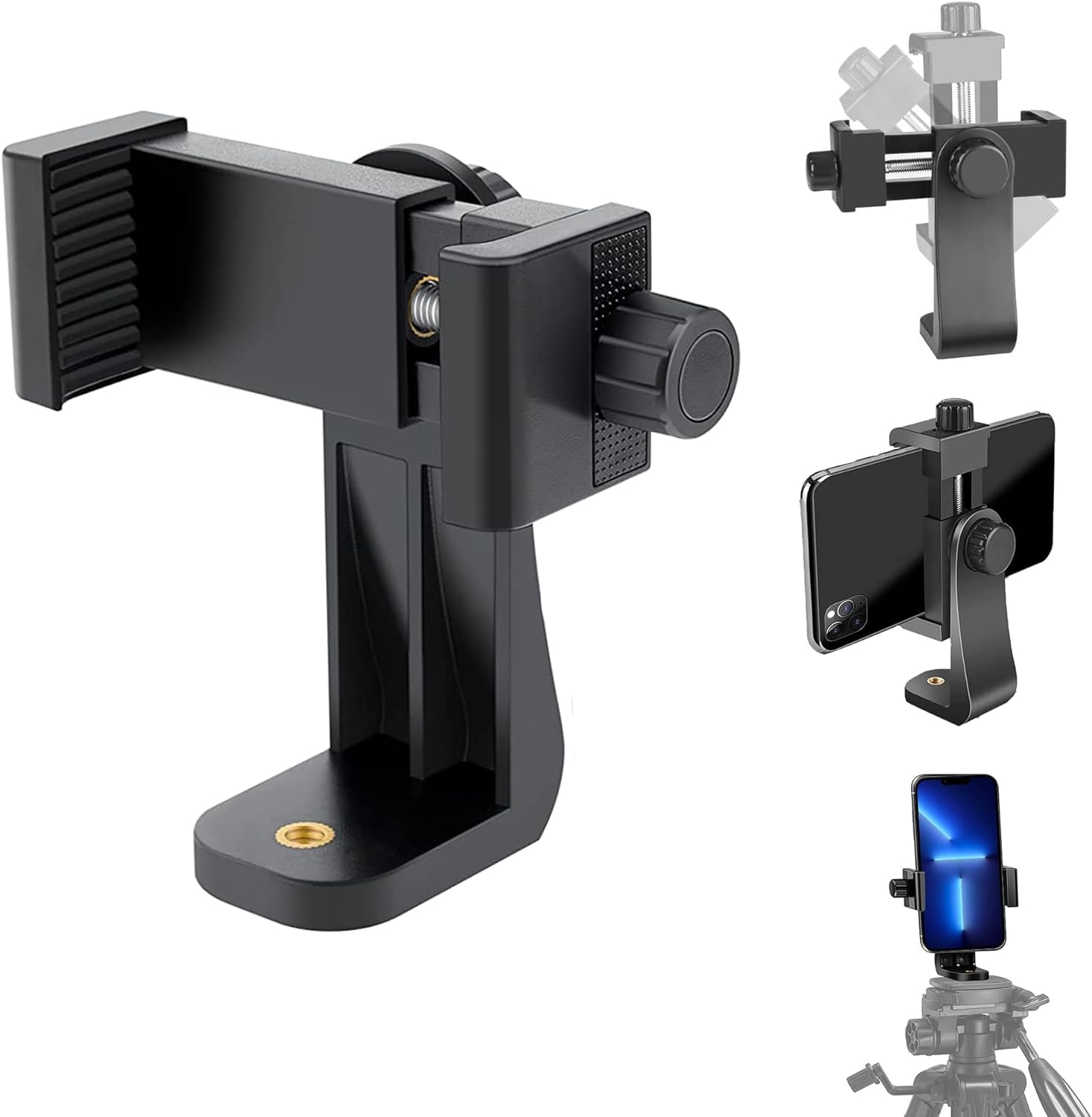 Acuvar Premium Smartphone Holder Vertical and Horizontal Tripod Mount Adapter Rotatable Bracket with 1 4 inch Screw Adjustable
