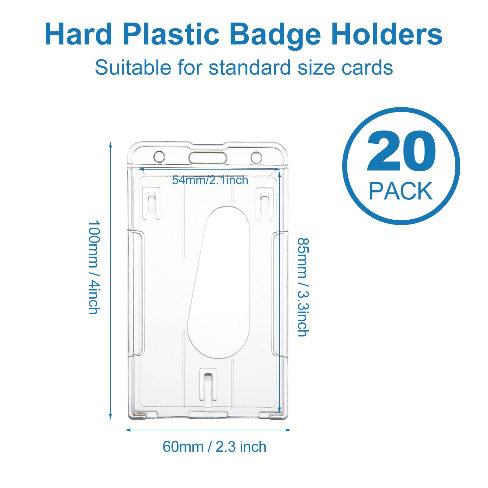 5 Pack - Black Hard Plastic Badge Holder Vertical - Side Load 2 Card Protector - Multiple Card ID Badge Holders - Heavy Duty Rigid/Hard Plastic By Specialist ID (Black