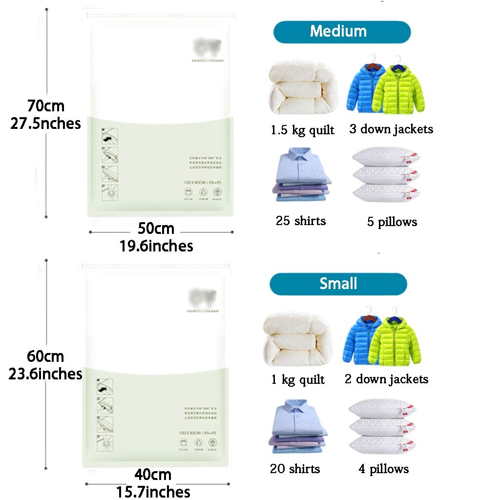 Bolsas de vacío Bolsas De Compresión Al Vacío, Bolsas De Ahorro De Espacio, Bolsas De Almacenamiento Al Vacío para Ropa, Bolsas Premium De Compresión Al Vacío, Incluye Bomba Manual De Viaje