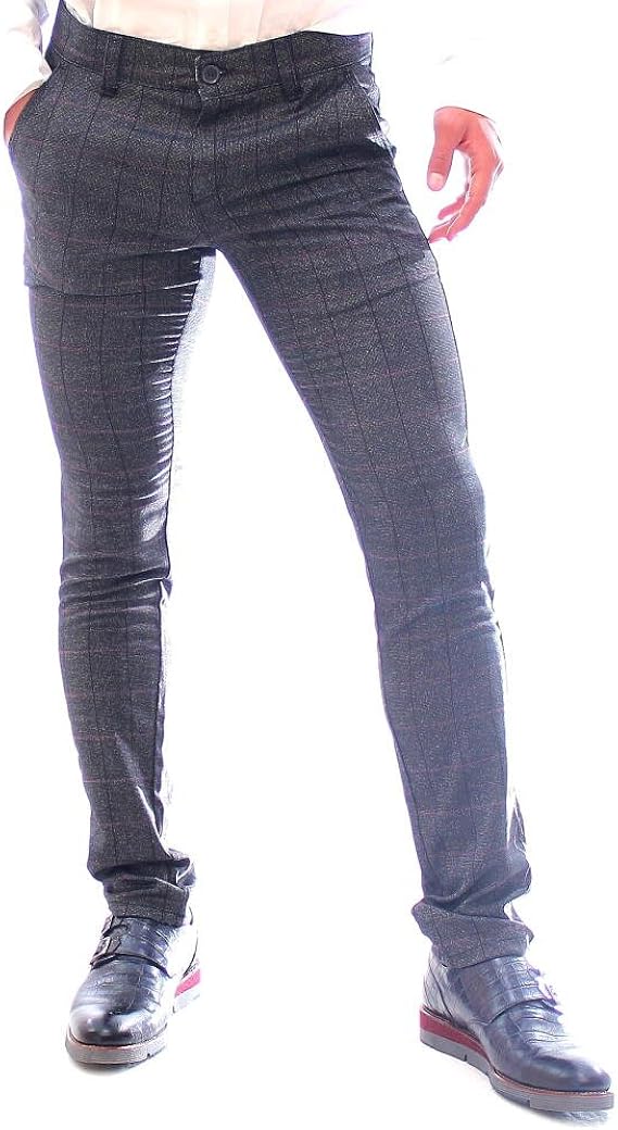 Amazon スーパースキニー パンツ メンズ チェック 紺 ネイビー スキニー スラックス コットン 29 36インチ 春秋冬 ３６ ロングパンツ 通販