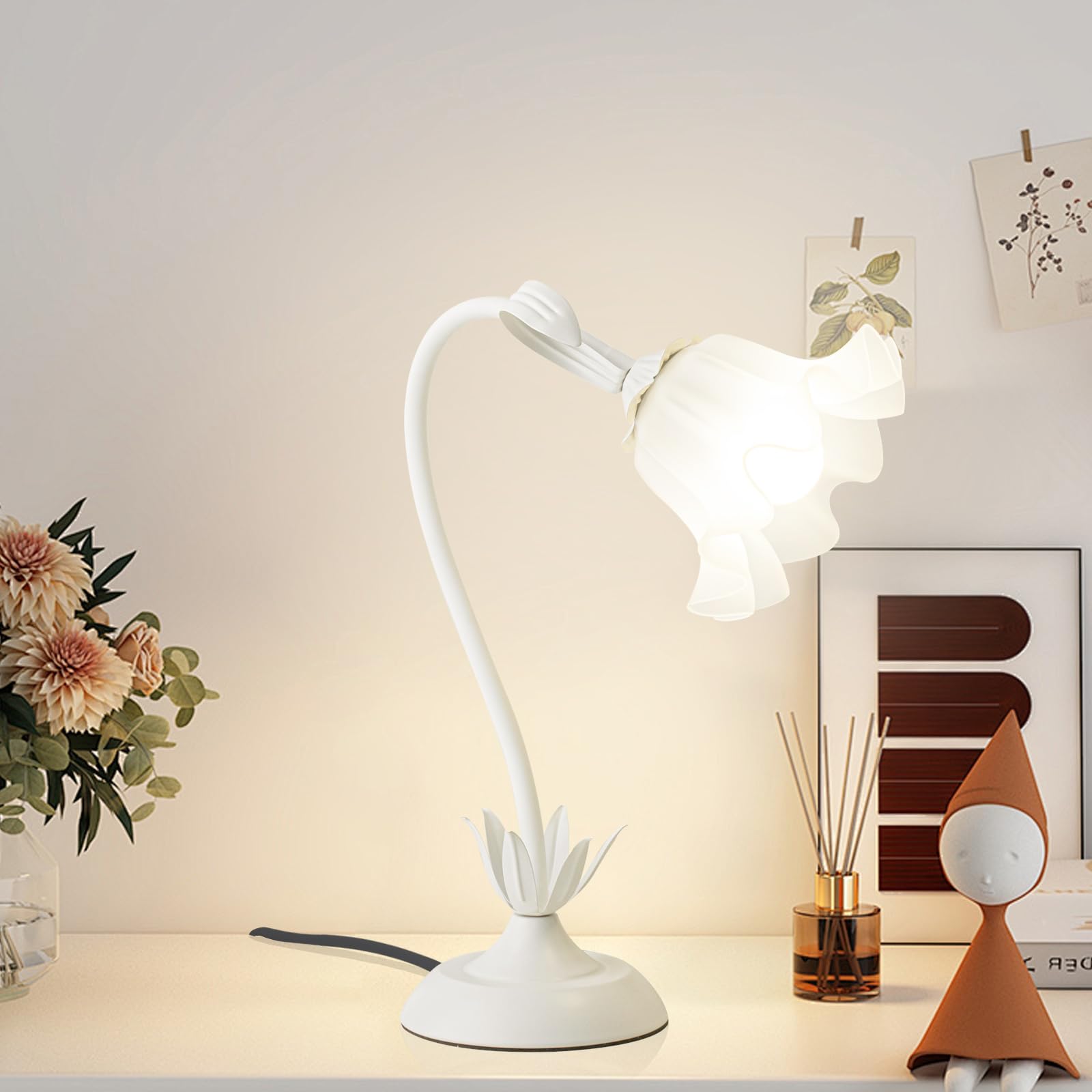 Baoblaze Blumen-Tischlampe – Kreatives Nachtlicht Im Blumen-Design, Tragbar, Druckknopf, Für Schlafzimmer, Büro & Nachttisch – Blau