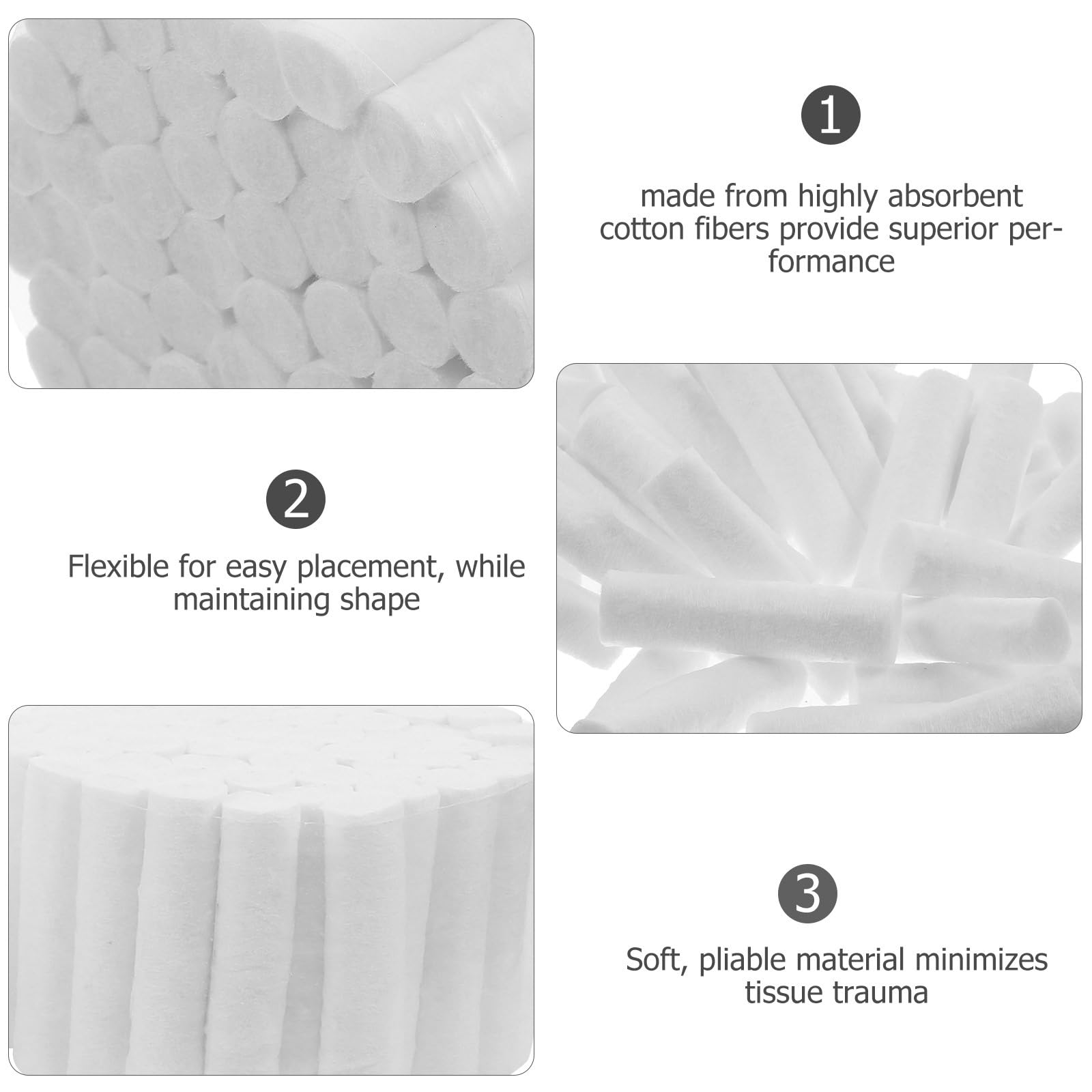 Artibetter 5 pezzi rotoli di cotone non sterile naturale cotone altamente assorbente cotone per bambini e adulti naso sanguinamento Kit accessori bocca Gaze
