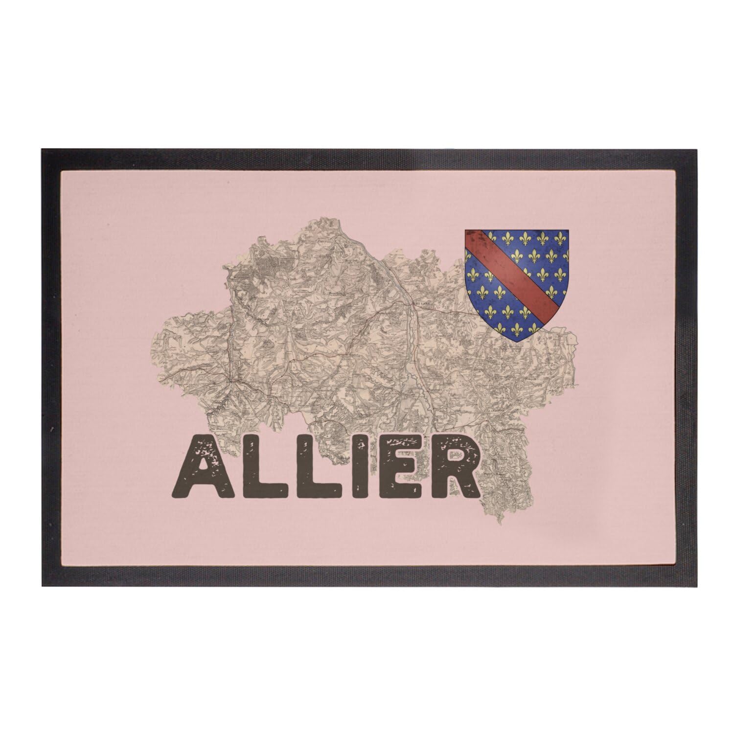 Paillasson Rose Allier 03 stop saleté tapis entrée carte ancienne Laon