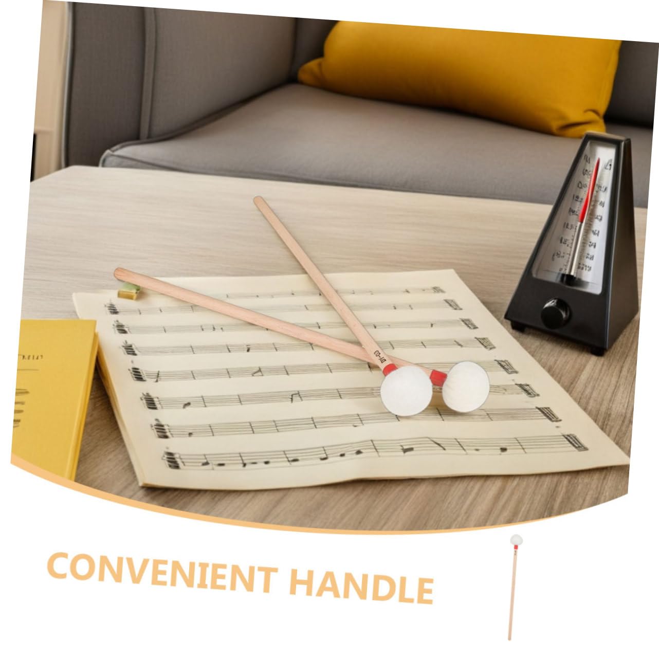Toyvian 4 Sztuki Częściowy Pałeczek Do Timpani z Białą Główką Filcową i Ergonomicznymi Drewnianymi Rączkami Miękkie Perkusyjne Do Orkiestry Zespołów Szkolnych i Profesjonalnego Użytku