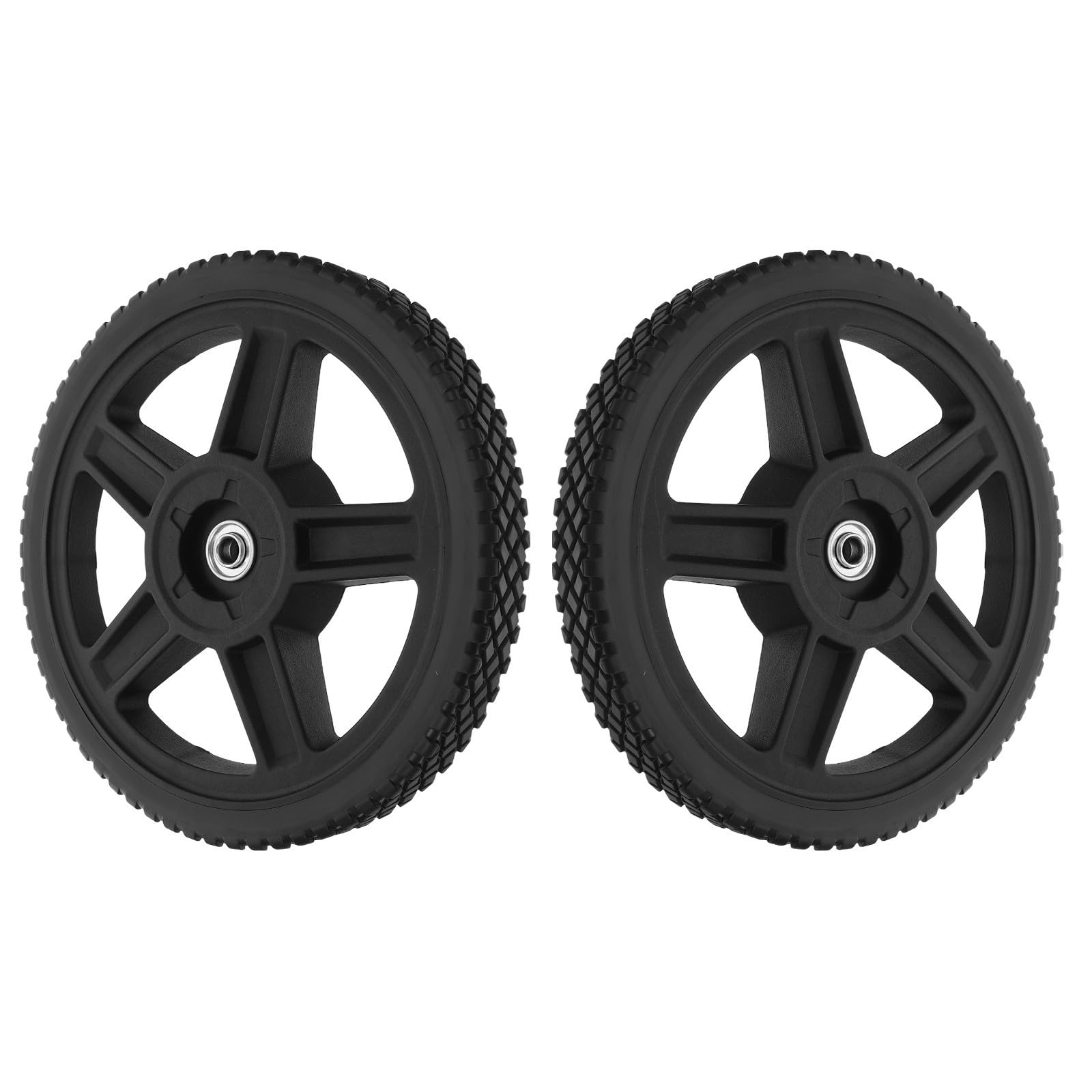 Ruote di Ricambio per Tosaerba 2 Pezzi 12 Pollici Pvc Pp Nere | Foro Cuscinetto 12, 7mm, Design Flat-free e Alta Portata, Adatte a Tosaerba e Carrelli da Giardino