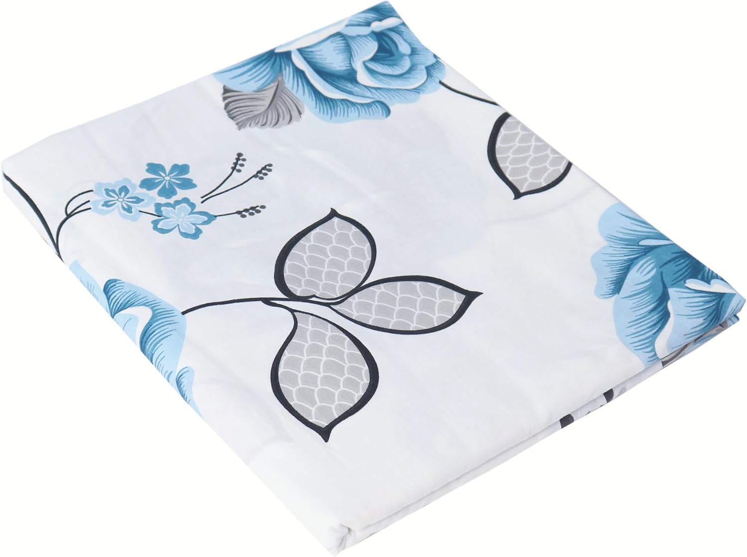 White Flat Sheets Only Queen Size 100% Cotton Premium Blue Pattern Ultra-Soft Top Sheet Easy Care