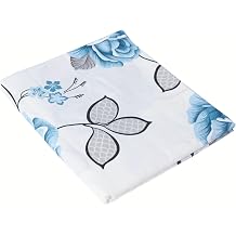 White Flat Sheets Only Twin XL Size 100% Cotton Premium Blue Pattern Ultra-Soft Top Sheet Easy Care