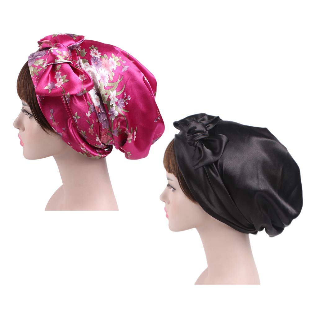 Bonnet De Nuit En Satin Réglable - Pour Cheveux Longs/Bouclés - Double Face - Anti-Frisottis - DONOONIS