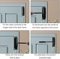 Vista 3 de Cierrapuertas automático de seguridad con muelle de seguridad, fácil de instalar para convertir puertas con bisagras en cierre automático