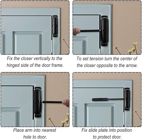 Miniatura 3 de Cierrapuertas automático de seguridad con muelle de seguridad, fácil de instalar para convertir puertas con bisagras en cierre automático, color