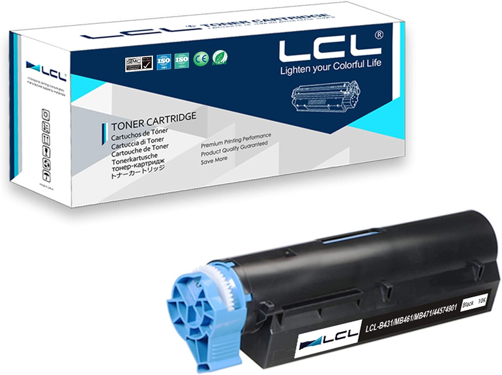 LCL Compatible Toner Cartridge Replacement for OKI B431 MB461 MB471 44574901 10000 Pages for OKI B431D B431DN MB491 MB461 MB471 MB471W Printer (1-Pack Black)