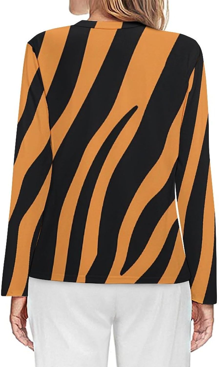 Tiger Stripes Pattern Women's Pajama Top Sleepwear Pajamas Sleep T-Shirt Long Sleeve Shirt Crewneck Tee