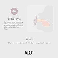 Vista 3 de BIBS - Paquete de 2 chupetes Bibs Colour, calmante, libre de bisfenol A, punta redonda, látex de goma natural